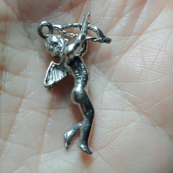 Solid Sterling Silver Cupid Pendant - Picture 1 of 7